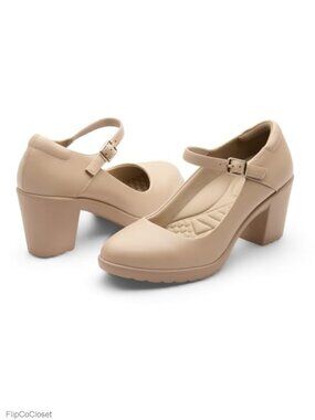 Women's Mary Jane Chunky Block Heel Pumps Vegan PU Leather Arch Support
